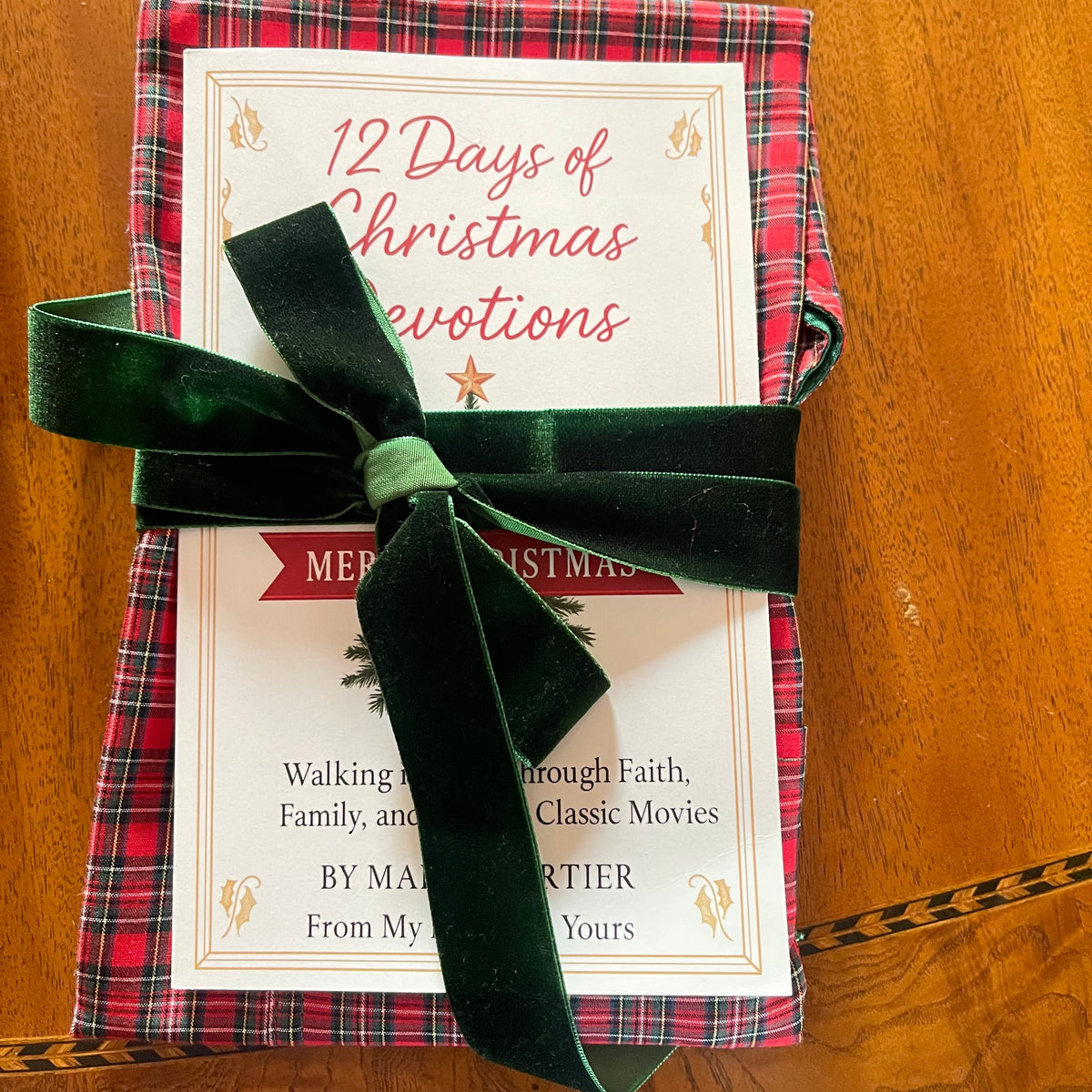 ๐ Plaid Christmas Apron + Devotional Gift Bundle