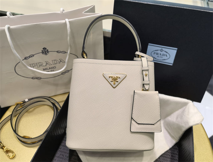 prada panier mini saffiano leather bucket bag
