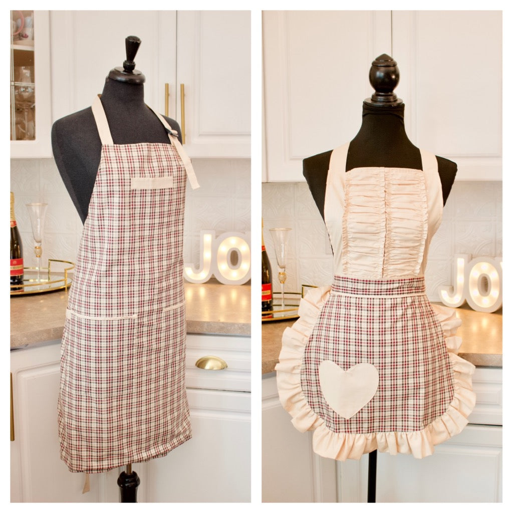 His and Her Valentine's Day Tan Aprons